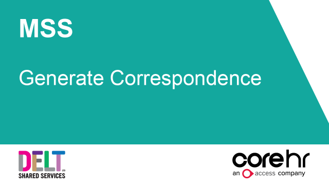 CoreHR MSS Generate Correspondence