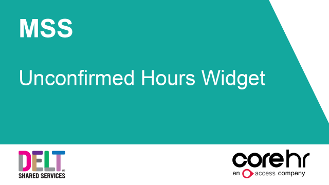 CoreHR MSS Unconfirmed Hours Widget